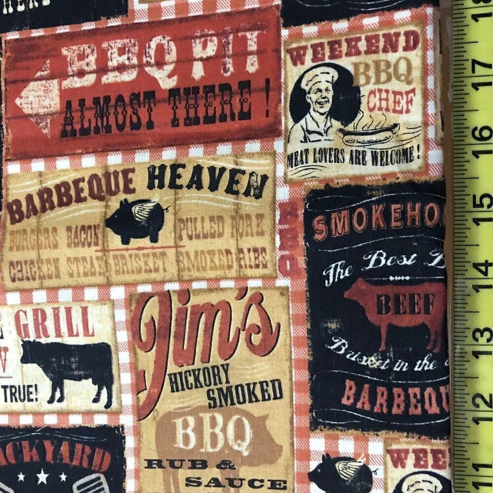 🛒 $8 - Quilt Cotton Fabric Material - 1 yard Bar BQ Food Southern #859